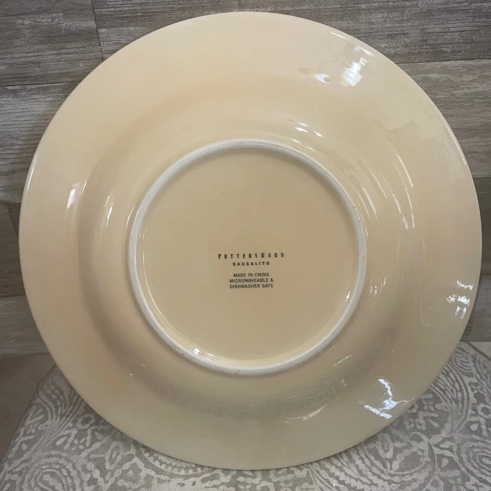 Pottery Barn Sausalito Dinner Plate Yellow Cream Stoneware 12